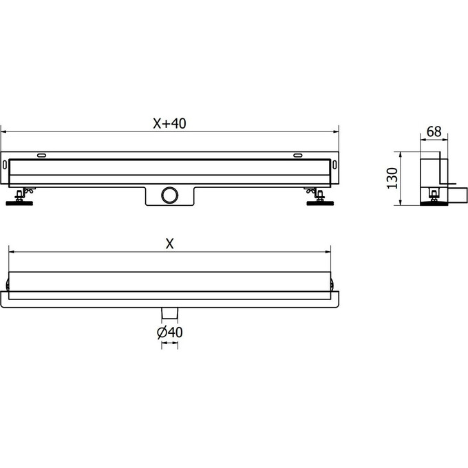 Душевой трап Mexen Flat Wall 2в1 Chrome MEX-1030090 (90 см, нержавейка), Цвет производителя: нержавейка, Доступные размеры: 90, фото 7