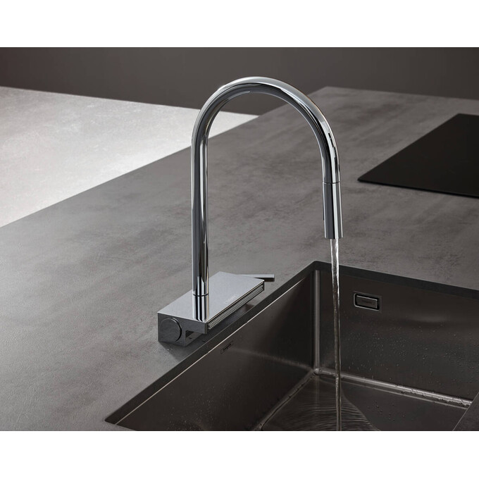 Смеситель для кухни Hansgrohe Aquno Select M81 pull-out spray Chrome 73837000 (с выдвижной лейкой и дополнительным каскадным изливом), фото 5