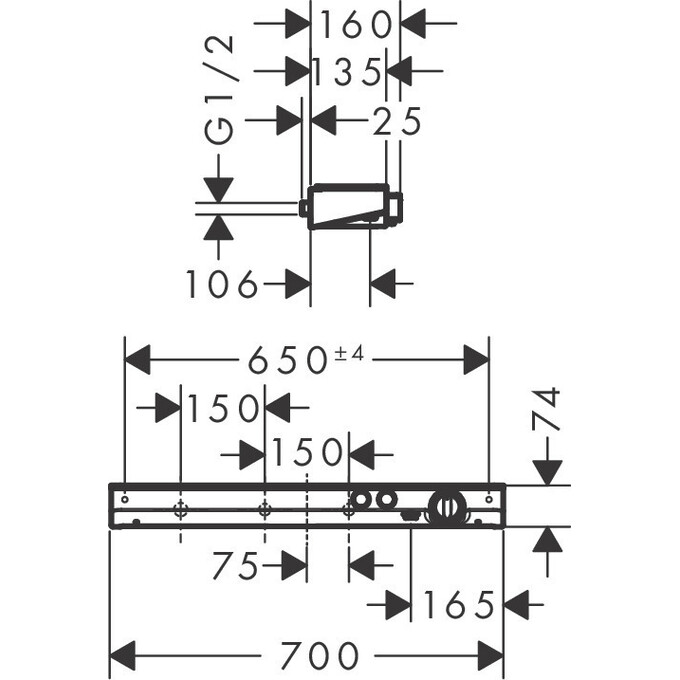 Смеситель для душа с термостатом Hansgrohe ShowerTablet Select Chrome 13184000 (с полкой), фото 7