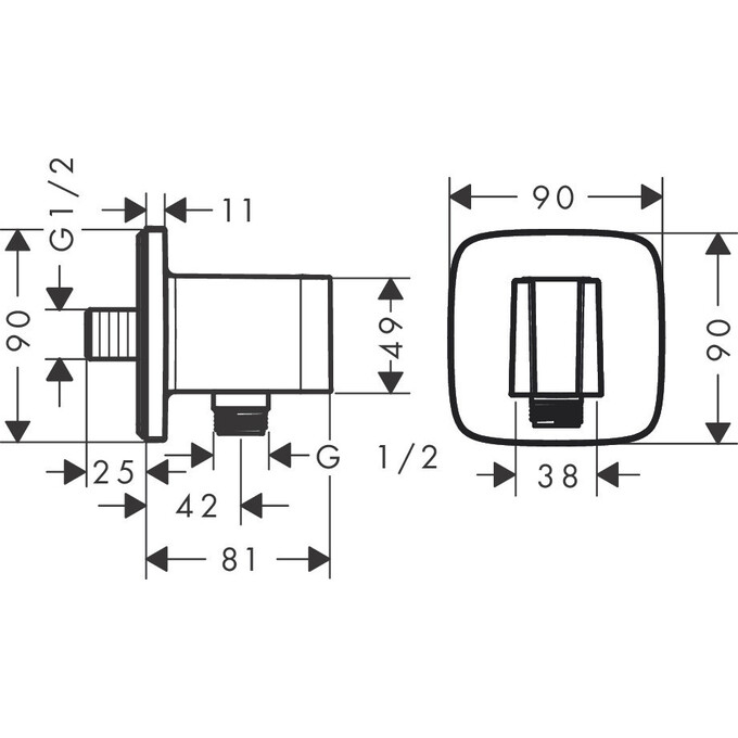 Подключение для душевого шланга Hansgrohe FixFit Q Brushed Bronze 26887140 (брашированное бронзовое, с держателем), фото 2