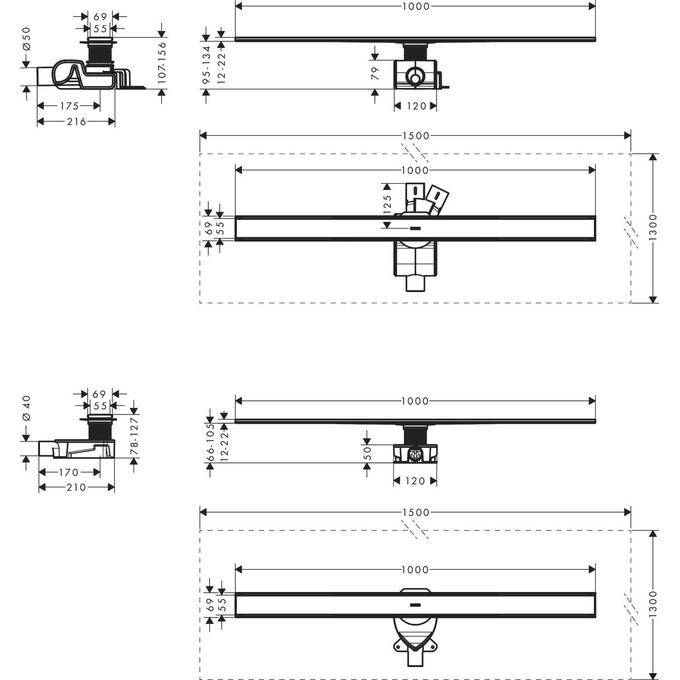 Трап для душа Hansgrohe RainDrain Allround Brushed Stainless Steel 56189800 (1000 мм, брашированная нержавеющая сталь), фото 5