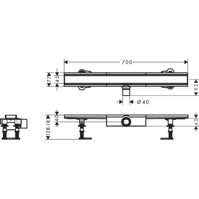 Трап для душу Hansgrohe RainDrain Compact Brushed Stainless Steel 56164800 (700 мм, брашована нержавіюча сталь), фото , изображение 4