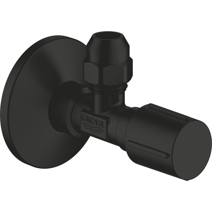 Вентиль угловой 1/2"x3/8" Grohe QuickFix 220732430 (черный матовый, с накидной гайкой 10 мм), фото 