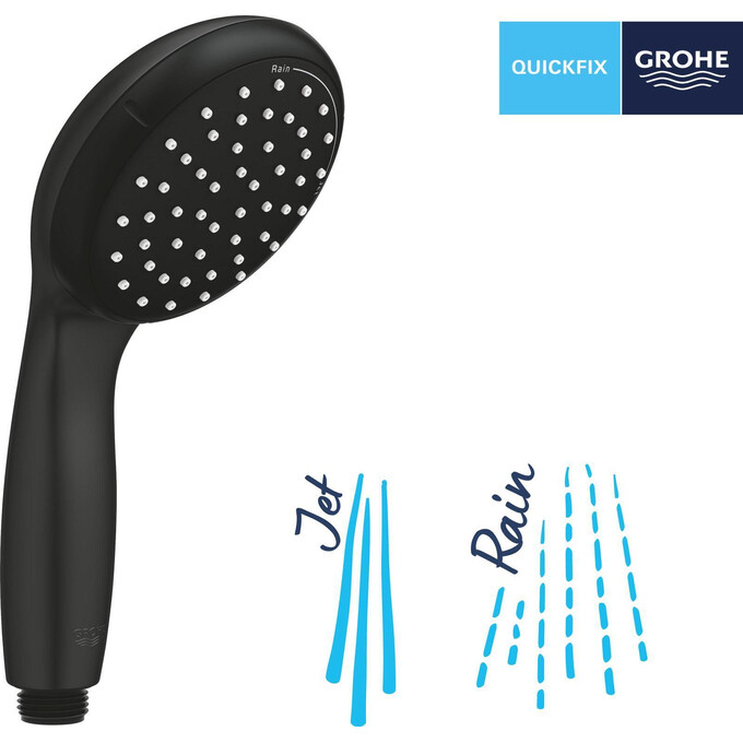 Лійка для душу Grohe QuickFix Vitalio Start 100 Black 279462430 (чорна матова, дворежимна), фото , изображение 8