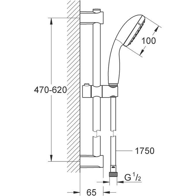 Душевой гарнитур Grohe QuickFix Vitalio Start 100 Black 279482430 (черный матовый), фото 11