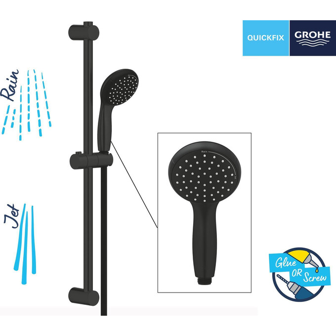 Душевой гарнитур Grohe QuickFix Vitalio Start 100 Black 279482430 (черный матовый), фото 10