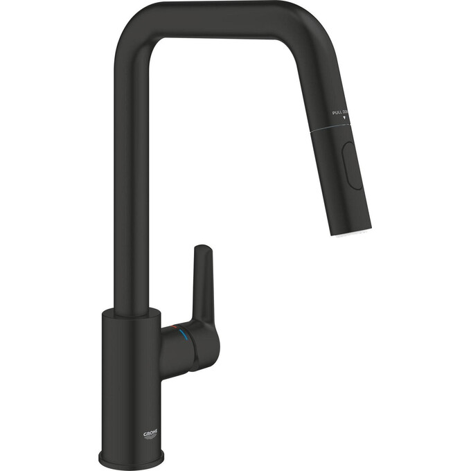 Смеситель для кухни Grohe QuickFix Start Black 306312430 (черный матовый, с выдвижной лейкой), фото 