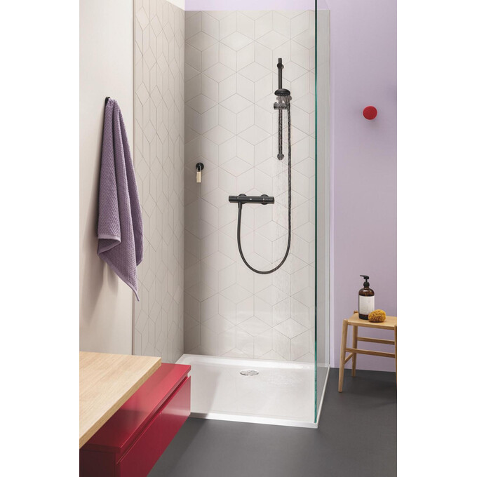 Смеситель для душа с термостатом Grohe QuickFix Precision Start Black 345942430 (черный матовый), фото 6