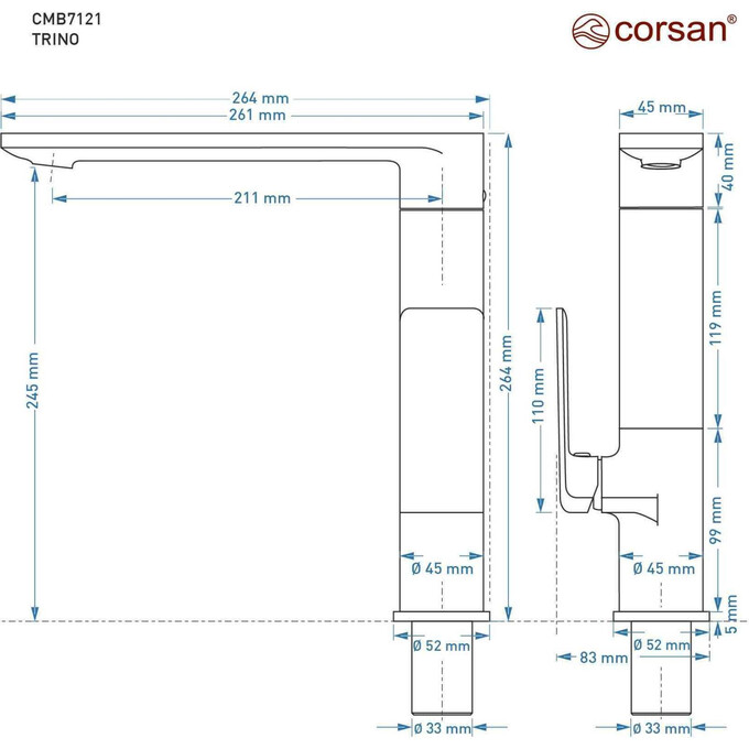 Смеситель для кухни Corsan Trino Black Matt CMB7121BL (черный матовый), Цвет производителя: черный матовый, фото 7