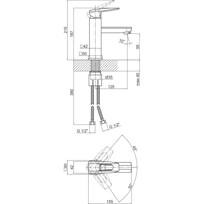 Змішувач для раковини Lidz 13 33 001 00 (LDSOF001FCRM22006), фото , изображение 4