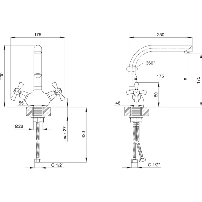Смеситель для кухни Lidz 75 21 271F-6 (LDLAM276FCRM22019), фото 7