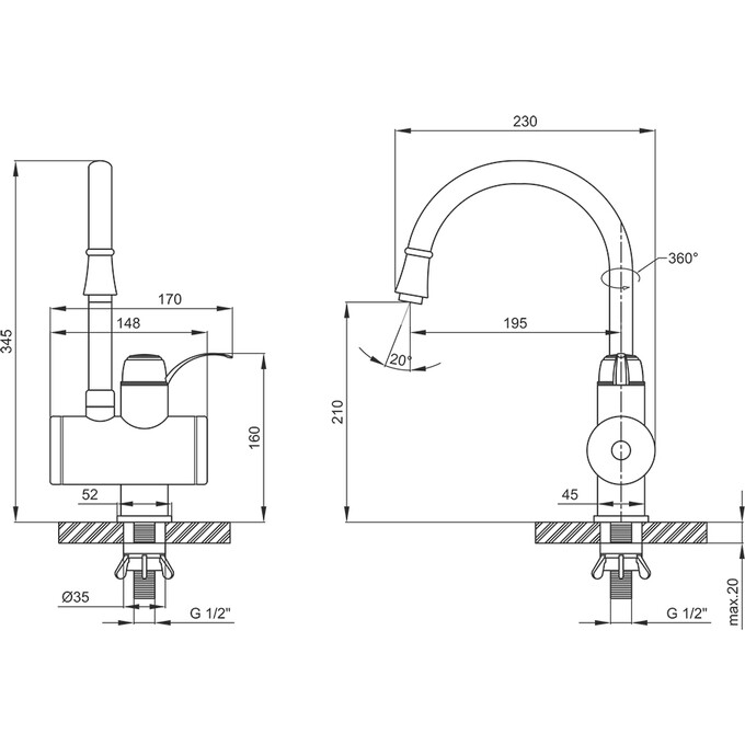Проточный водонагреватель для кухни Lidz 95 00 058 (LDWAR058WCR24985, белый/хром, с электронагревом 3 кВт), фото 6