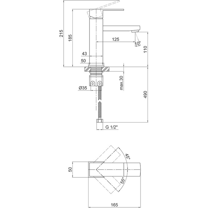 Змішувач для раковини Lidz Kubis 001F (LDKUB001FNKS28534, нікель), фото , изображение 6