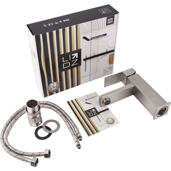 Змішувач для раковини Lidz Kubis 001F (LDKUB001FNKS28534, нікель), фото , изображение 5