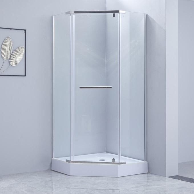 Душевая кабина с поддоном Lidz Dozorca SC90x90.CRM.LOW.TR (LDSC9090CRMLOWTR, 90x90 см, стекло прозрачное, петли хром), фото 2