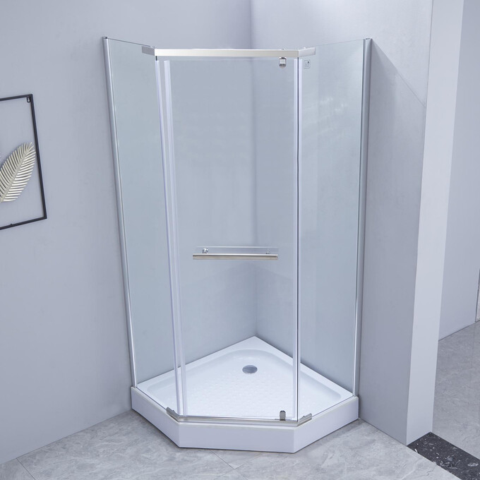 Душевая кабина с поддоном Lidz Dozorca SC90x90.CRM.LOW.TR (LDSC9090CRMLOWTR, 90x90 см, стекло прозрачное, петли хром), фото 3