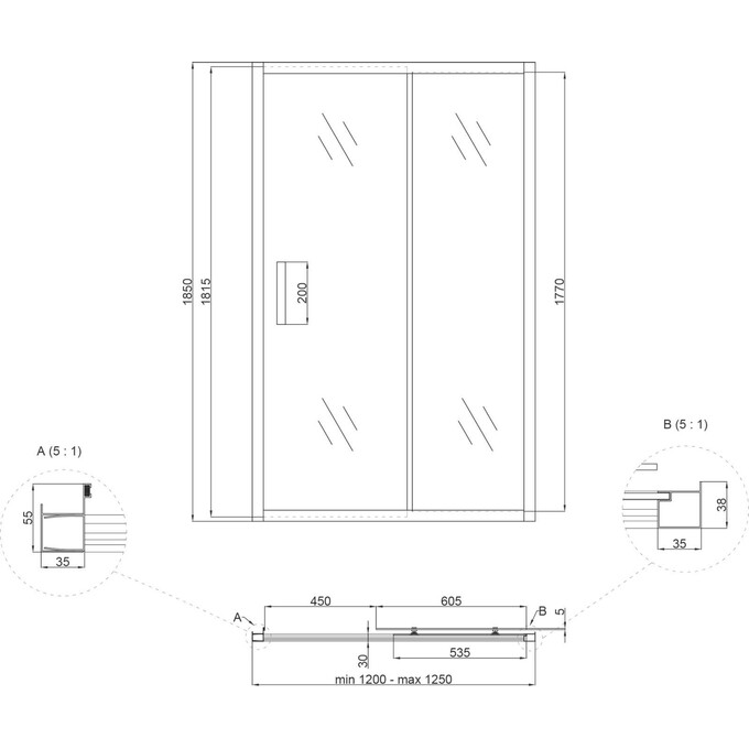 Душові двері Lidz Zycie SD120x185.CRM.FR (LZSD120185CRMFR, 125 см, скло матове, профіль хром), Доступні розміри: 125, фото , изображение 10