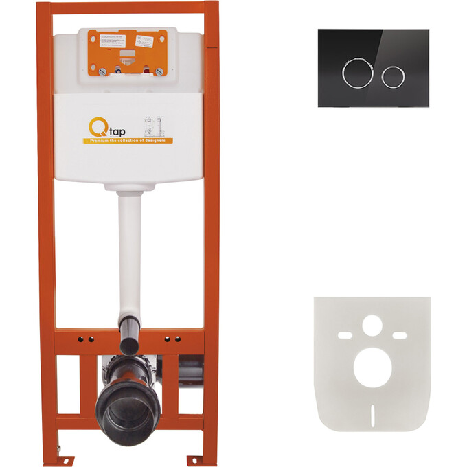 Набор инсталляции 4 в 1 Qtap Nest ST QT0133M425V1163GB: инсталляция QT0133M425 + клавиша смыва QT0111V1163GB + прокладка + крепление к стене, фото 