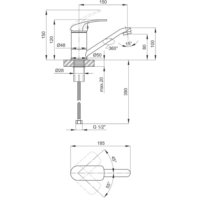 Смеситель для кухни Lidz Mars 81 003 01 (LDMAR003MCRM34878), фото 6