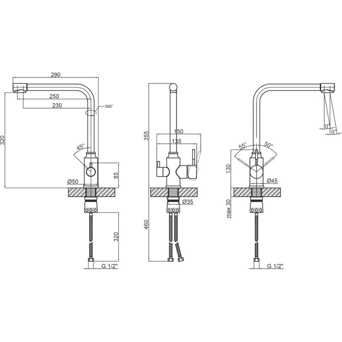 Смеситель для кухни Lidz Aria 020F-1 (LDARI020F1NKS34941, никель, с подключением питьевой воды), фото 7
