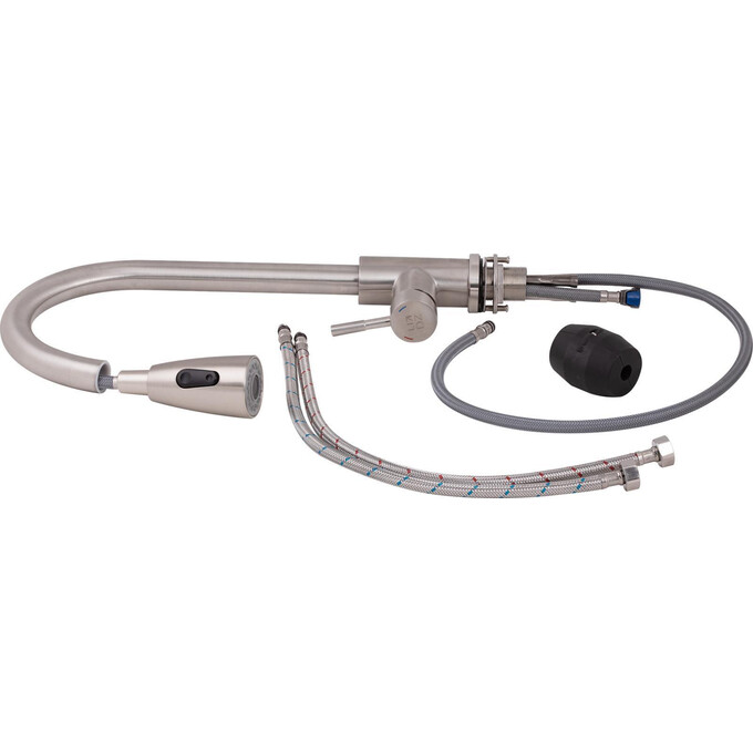 Смеситель для кухни Lidz Aria 015FL-8 (LDARI015FLNKS34945, никель, с выдвижной лейкой), фото 5