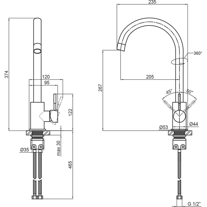 Смеситель для кухни Lidz Aria 015F-8 (LDARI015FGRE34950, серый), фото 7