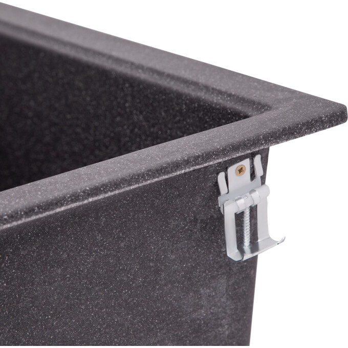 Мийка для кухні Lidz 460х515/200 GRF-13 (LIDZGRF13460515200, 45.5x51.3 см, графіт, з сифоном), Колір виробника: графіт, фото , изображение 5