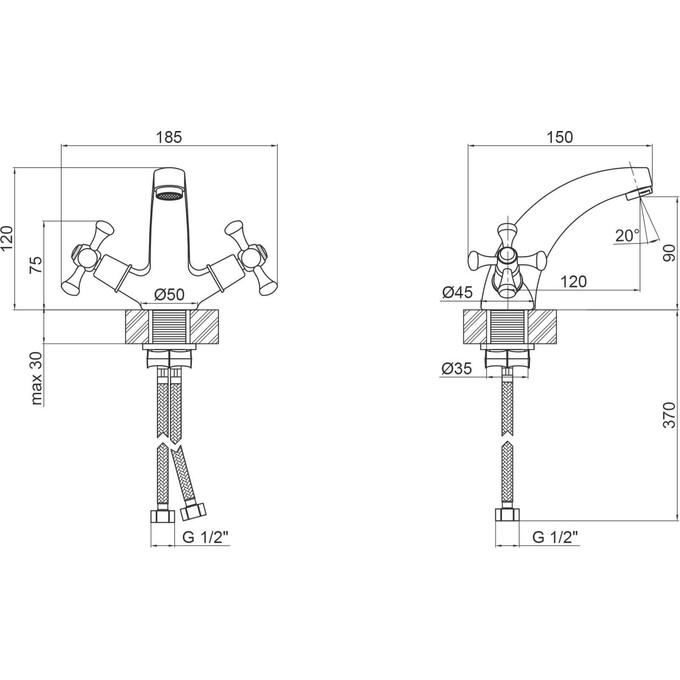 Смеситель для раковины Lidz 75 21 161F (LDLAM161FCRM35446), фото 5