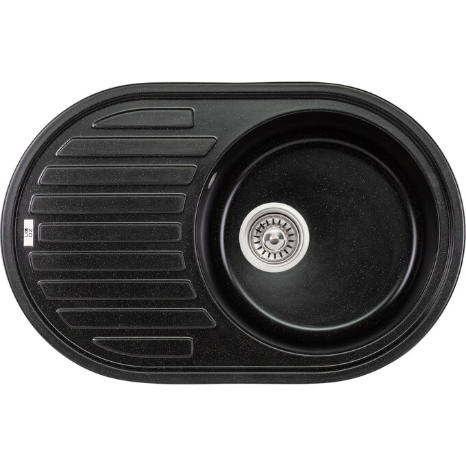Мийка для кухні Lidz 780x500/200 BLM-14 (LIDZBLM14780500200, 76x50 см, чорна, із сифоном), Колір виробника: чорний матовий, фото 