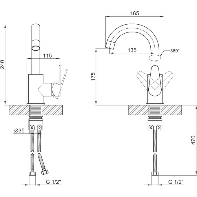 Смеситель для кухни Lidz Vida 03U-SFS (LDVID015F2NKS43353, никель), фото 3
