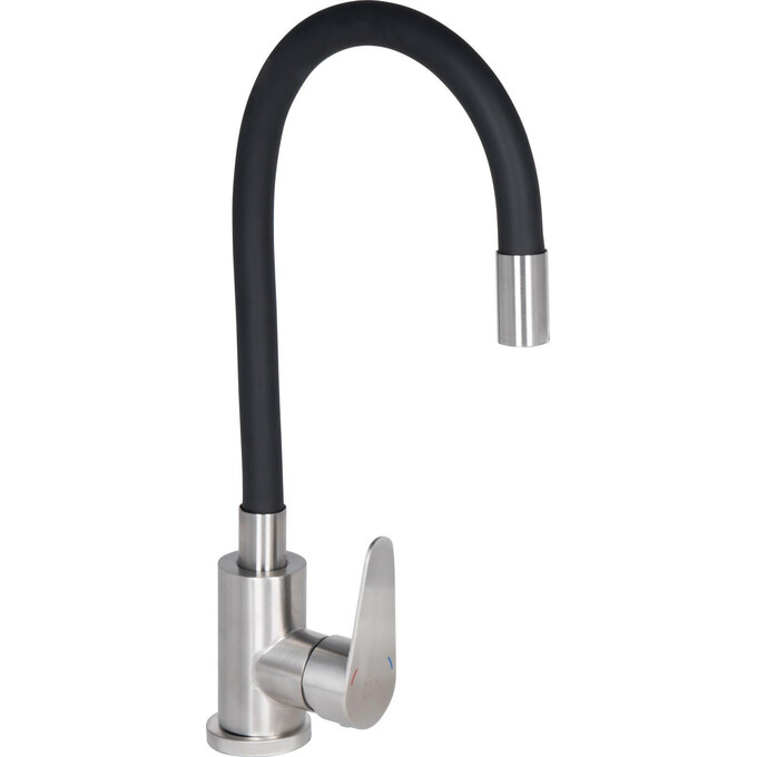 Смеситель для кухни Lidz Vida 04R-BFS (LDVID015F3BLA43358, нержавейка/черный, с гибким изливом), Цвет производителя: черный матовый, нержавейка, фото 