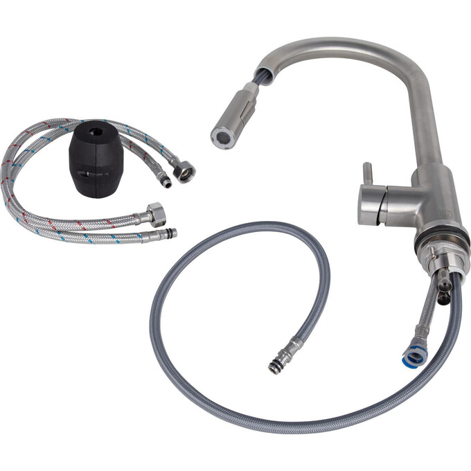 Смеситель для кухни Lidz Aria 04U-SFS (LDARI015FL2NKS43397, никель, с выдвижной лейкой), фото 4