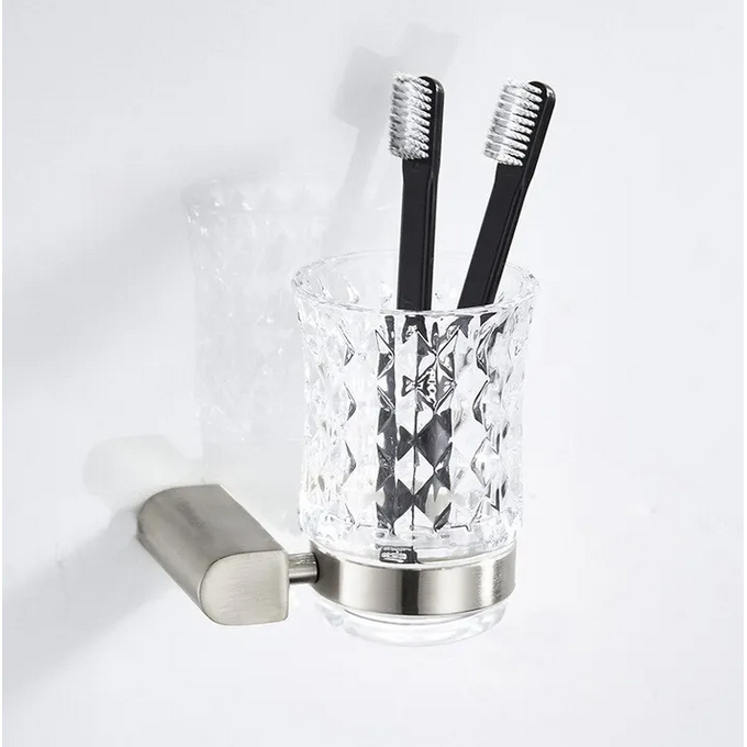 Склянка для зубних щіток Rea Nickel Brushed REA-77036 (322224, брашований нікель, настінна), Колір виробника: брашований нікель, фото , изображение 2