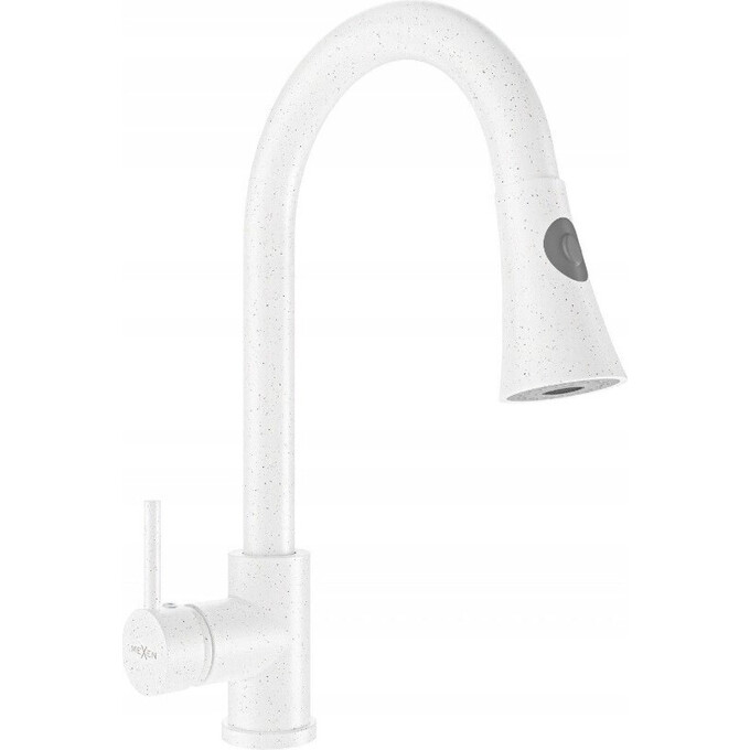 Смеситель для кухни Mexen Elia White MEX-670101-26 (белый пятнистый, с выдвижной лейкой), Цвет производителя: белый пятнистый, фото 