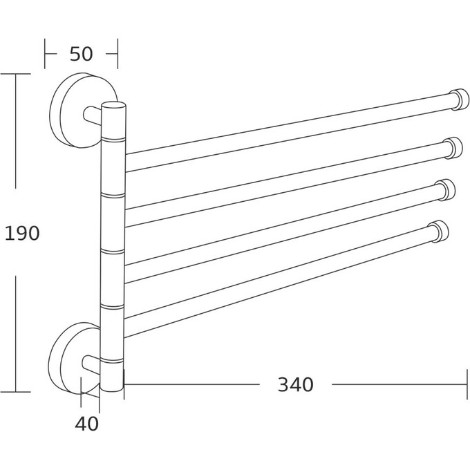 Рушникотримач Mexen Black MEX-7039244-70 (чорний, четверний, поворотний), Колір виробника: чорний, фото , изображение 2