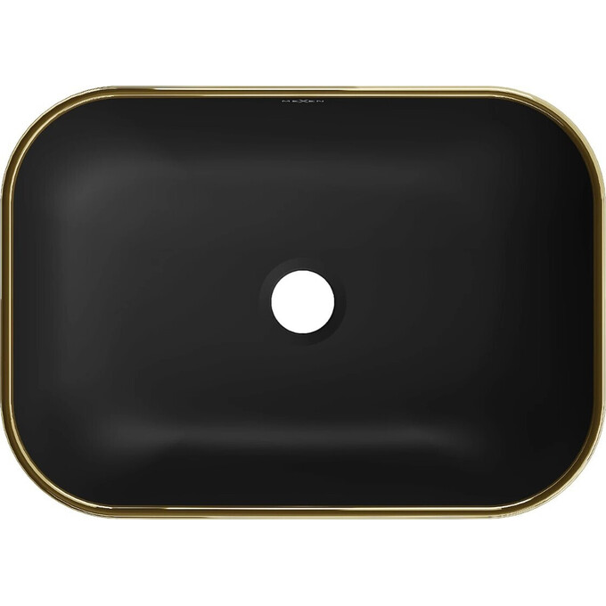 Раковина Mexen Rita Black Matt / Gold Edge MEX-21084575 (45x32 см, черная матовая с золотым бортиком, чаша), Цвет производителя: черный матовый, золотой бортик, фото 5