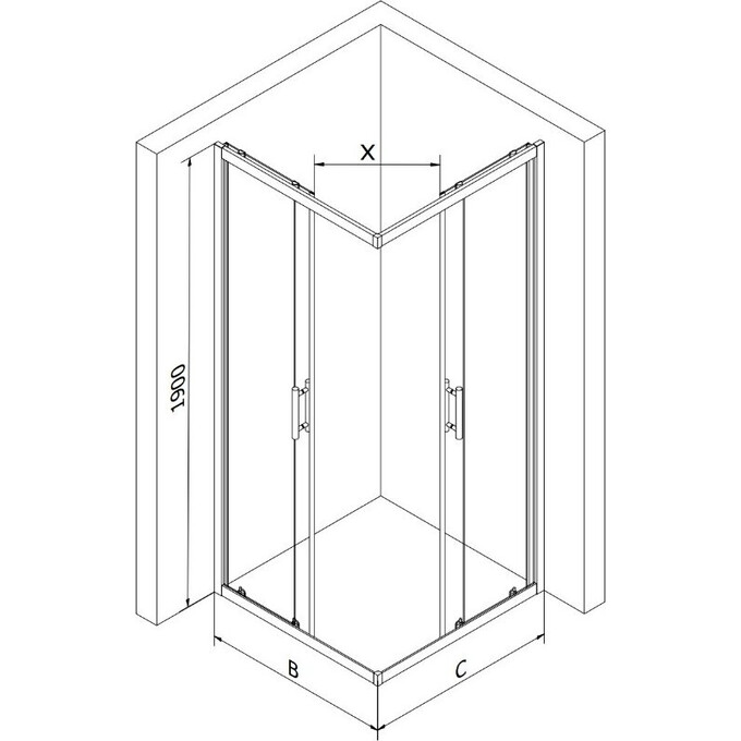 Душова кабіна Mexen Rio Black MEX-860-070-070-70-00 (70x70 см, скло прозоре, профіль чорний), Доступні розміри: 70x70, Колір виробника: чорний, фото , изображение 5