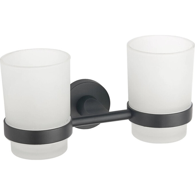 Стакан для зубных щеток Mexen Tiber Black MEX-7050552-70 (черный, настенный, двойной), Цвет производителя: черный, фото 