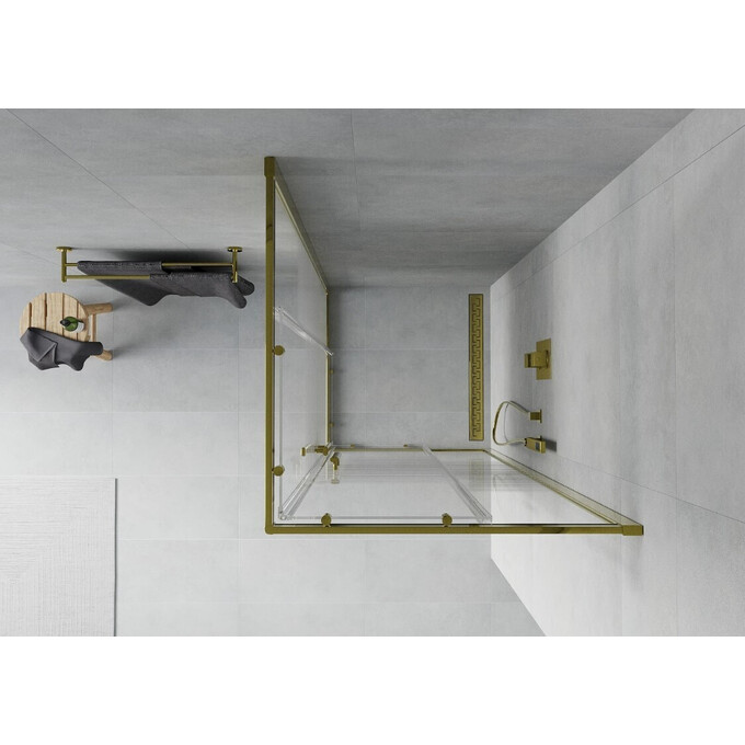 Душова кабіна Mexen Rio Gold MEX-860-080-080-50-00 (80x80 см, скло прозоре, профіль золотий), фото , изображение 4