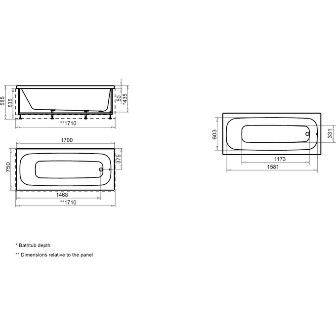 Акрилова ванна Am.Pm Sense W75UA-170-075W-A (170x75 см), фото , изображение 11
