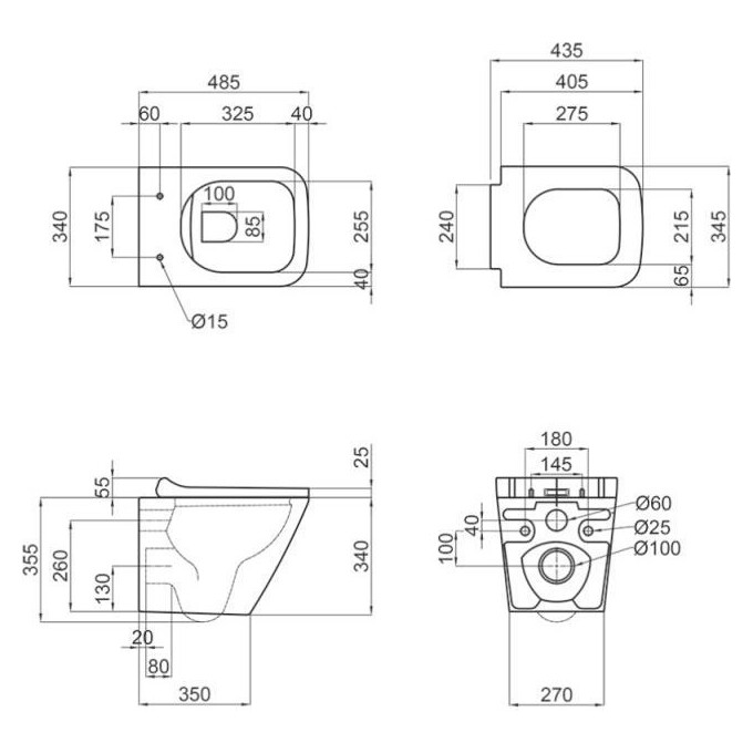 Комплект унитаз с инсталляцией 4 в 1 Qtap QT1733052EUQW45157: подвесной унитаз с сиденьем Tern QT1733052EUQW + инсталляция Nest ST QT0133M425 + клавиша смыва Nest QT0111M06029SAT + звукоизоляционная прокладка, фото 12