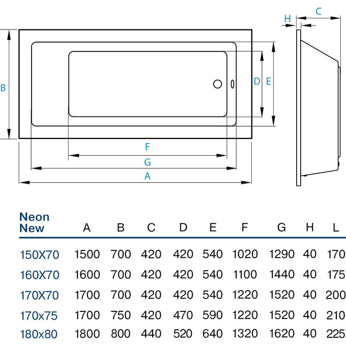 Акриловая ванна Koller Pool Neon New NEONNEW170X75 (170х75 см), Доступные размеры: 170 x 75, фото 3