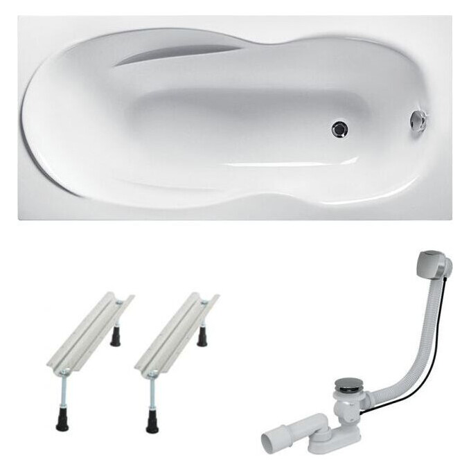 Акрилова ванна Koller Pool Olimpia OLIMPIA170X70+WBW0001+B70CМMA-57 (170x70 см, з ніжками та сифоном), фото 