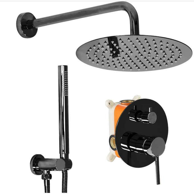 Душова система Rea Lungo Black Metallic REA-P4420 (чорний металік, прихованого монтажу), Колір виробника: чорний металік, фото 