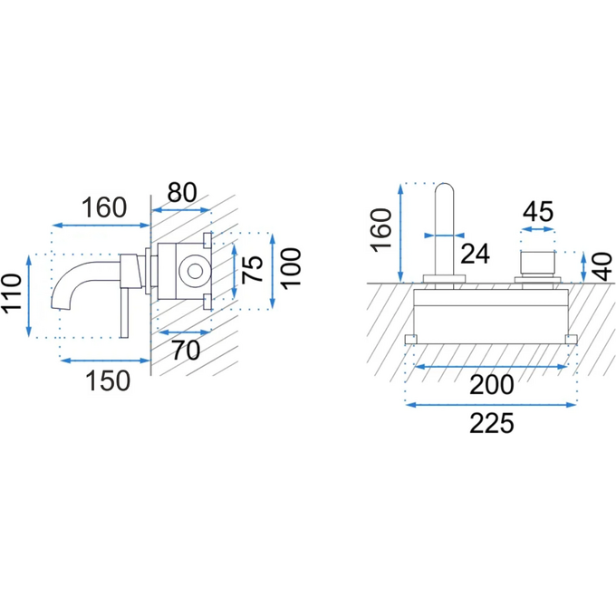 Змішувач прихованого монтажу для умивальника Rea Lungo Black Glossy REA-B4421 (чорний глянець, внутрішня частина в комплекті), Колір виробника: чорний глянець, фото , изображение 4
