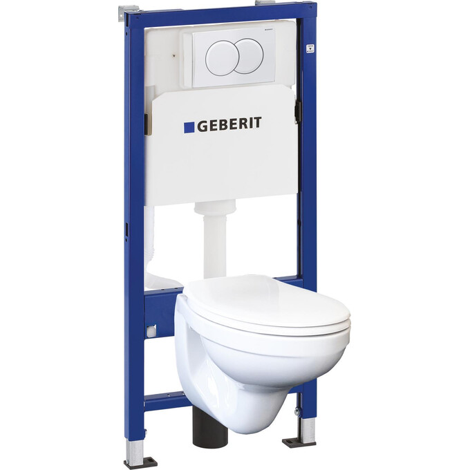 Комплект унитаз с инсталляцией 3 в 1 Geberit Duofix Pro 20 118.315.11.1: подвесной унитаз с сиденьем Kolo Idol + инсталляция Geberit Duofix Delta + клавиша смыва Geberit Delta01, фото 