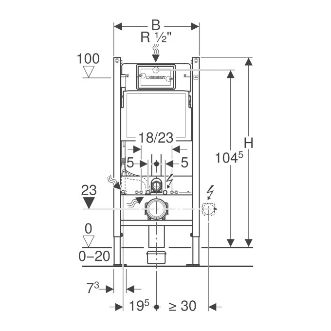Комплект унитаз с инсталляцией 3 в 1 Geberit Duofix Pro 20 118.315.11.1: подвесной унитаз с сиденьем Kolo Idol + инсталляция Geberit Duofix Delta + клавиша смыва Geberit Delta01, фото 5