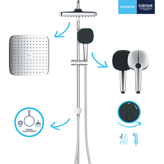 Душевая система Grohe QuickFix Vitalio Comfort 250 26698001 (без смесителя), Цвет производителя: хром, фото 10