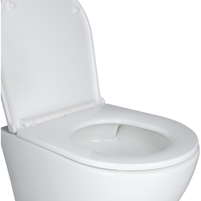 Комплект унитаз с инсталляцией 4 в 1 Qtap QT1333046EUQW45142: подвесной унитаз с сиденьем Robin QT1333046EUQW + инсталляция Nest ST QT0133M425 + клавиша смыва Nest QT0111M06028CRM + звукоизоляционная прокладка, фото 3