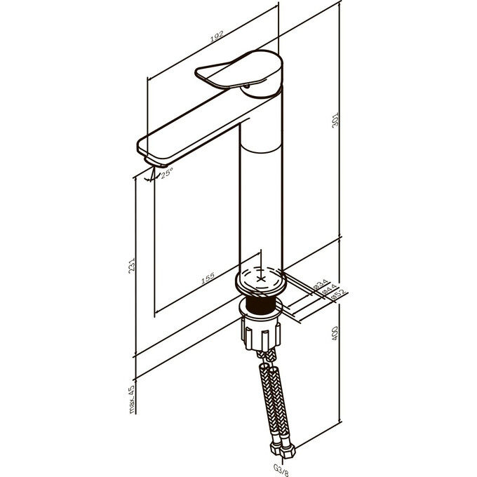 Змішувач для умивальника Am.Pm X-Joy F85A92022 (чорний матовий, високий), фото , изображение 16